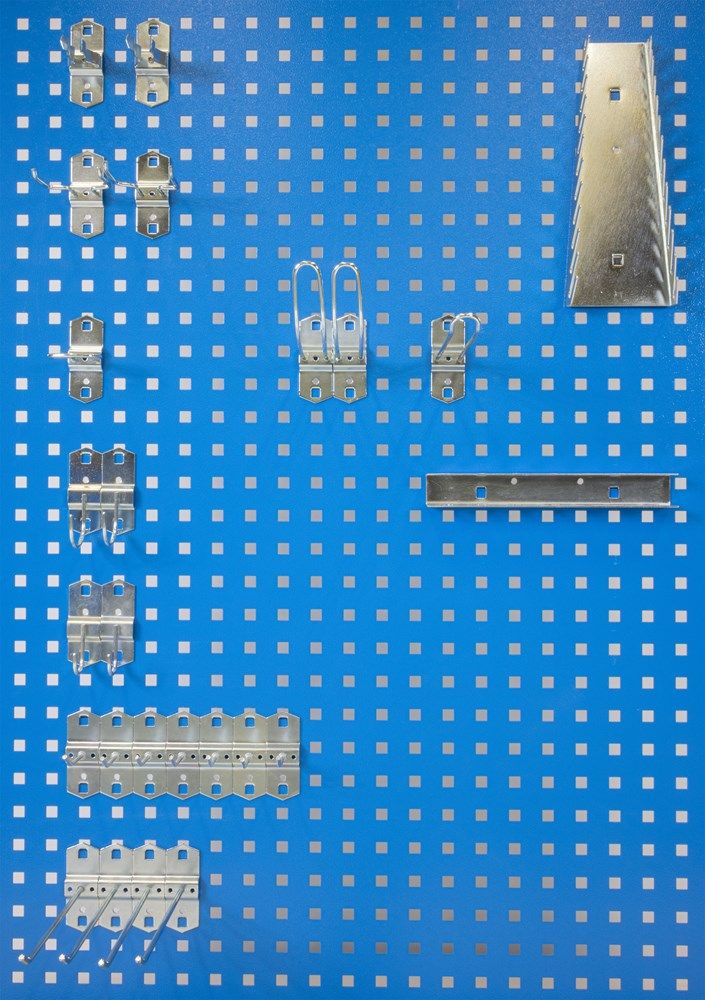 Ensemble de 2 panneaux et 2 niveaux de porte-outils avec 50 crochets,  objets muraux de l'organisateur, 100% Made in Italy, 100x22h50 cm, couleur  noire : : Bricolage