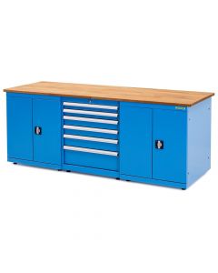 Workbench 220 x 75 cm with wooden worktop