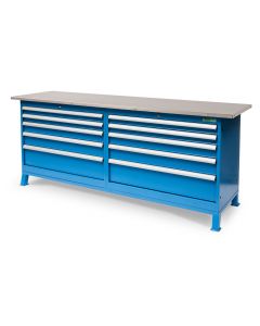 Werkbank 220 x 60 cm met RVS werkblad