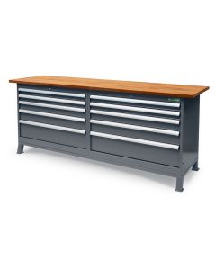 Workbench 220 x 60 cm with wooden worktop