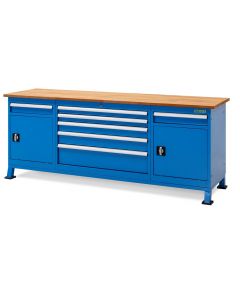 Workbench 220 x 60 cm with wooden worktop