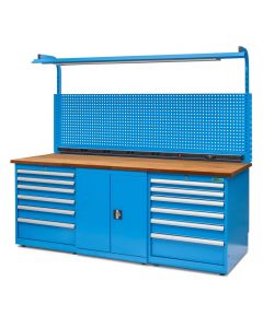 Workbench 220 x 75 cm with wooden worktop