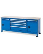 Werkbank 220 x 60 cm met RVS werkblad